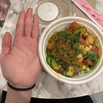 Sweetfin Poke Santa Monica - Smaller than my hand! This is a regular sized bowl. - Poke Near Me - Santa Monica, California