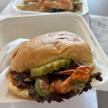 Sign Smash Burger - House pickles fresh jalapeno cheese crust signature sauce - Burgers Near Me - Orange, California Sign Smash Burger - House pickles fresh jalapeno cheese crust signature sauce - Burgers Near Me - Orange, California