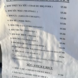 Viet Deli - Sandwich menu