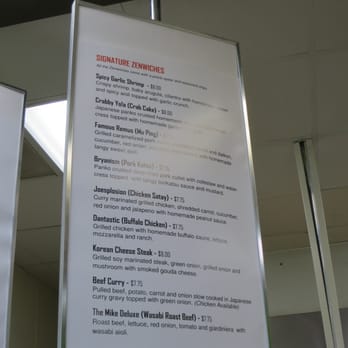 Zenwich - Elmhurst - Sandwich menu, circa Jan 2015 - Sandwiches Near Me - Elmhurst, Illinois