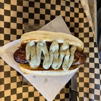 Bangers & Brews Eugene - Rabbit and bacon cranberry with chimychuri - German Near Me - Eugene, Oregon