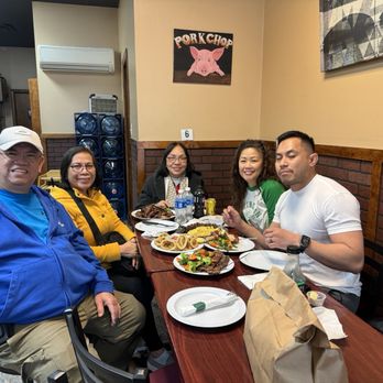 Pork Chop's BBQ - The group , another pose before eating. - Barbeque Near Me - Flemington, New Jersey