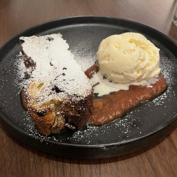 Alder & Ash - Chocolate Bread pudding with rhubarb compote - Cocktail Bars Near Me - Seattle, Washington