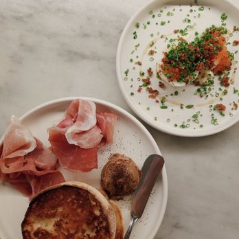 Canard - English muffin+prosciutto and oeufs en mayonnaise - Wine Bars Near Me - Portland, Oregon