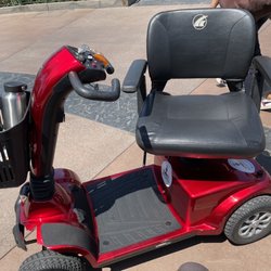 Soaring Scooters - Full length. There is also an elastic netted pouch attached to the back of the seat.