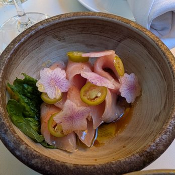 Bar Diane - Hamachi crudo. Excellent. Advise to remove the seeds from Serrano pepper - Wine Bars Near Me - Portland, Oregon Bar Diane - Hamachi crudo. Excellent. Advise to remove the seeds from Serrano pepper - Wine Bars Near Me - Portland, Oregon