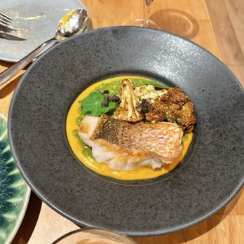 Moon Rabbit - Red Snapper | Cá Nướng Gập Lá Chuối Szechuan spiced snapper, pepper & plantain, herbed freekeh, charred caulini - Vietnamese Near Me - Washington, DC, District of Columbia Moon Rabbit - Red Snapper | Cá Nướng Gập Lá Chuối Szechuan spiced snapper, pepper & plantain, herbed freekeh, charred caulini - Vietnamese Near Me - Washington, DC, District of Columbia