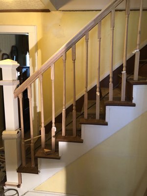 Stair case remodel was built 1914 - The stairs were replaced and proper code height railings installed in home built in 1914