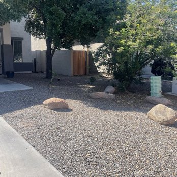 Gabriel Landscaping - Before Blow leaves, rake rock, trim tree - Landscaping Near Me