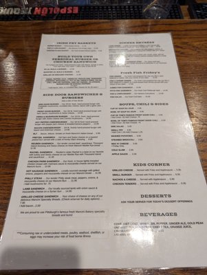 Menu photo 1 Kelly's Side Door Tavern New Castle, PA