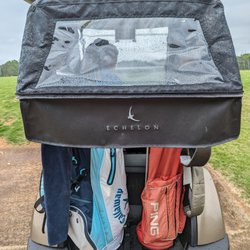 Echelon Golf Club - Echelon logo on golf cart foldable rain cover for golf bags.
