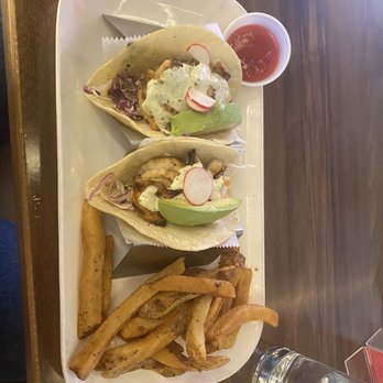 Tru Astoria - Tru Shrimp Tacos with fries - Mediterranean Near Me - Astoria, New York Tru Astoria - Tru Shrimp Tacos with fries - Mediterranean Near Me - Astoria, New York