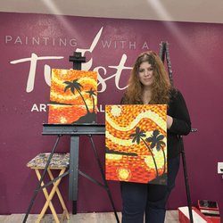 Painting with a Twist - Painted portrait after class.