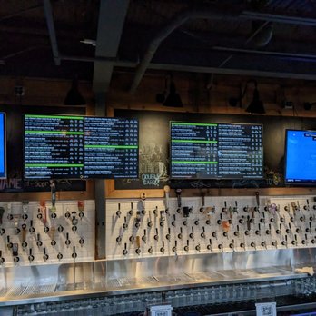 Raleigh Beer Garden - a row of beer taps - Beer Gardens Near Me - Raleigh, North Carolina