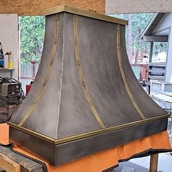Daves Sheet Metal & Copperwork - Copper wall mount kitchen hood with brushed copper accents