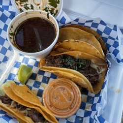 Bronco Tacos - Quesobirria taco plate, three tacos and broth