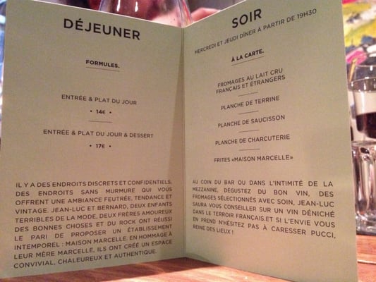 Menu photo 2 Maison Marcelle Lyon 6Eme, 69 Menu photo 2 Maison Marcelle Lyon 6Eme, 69