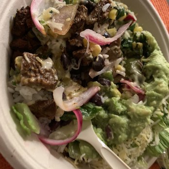 QDOBA Mexican Eats - Looking good with grilled steak burried - Mexican Near Me - San Diego, California