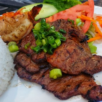 Pho Kim Long - #37 bbq pork w/ grilled shrimp over rice ($13.25) - Vietnamese Near Me - San Jose, California