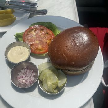 RH Rooftop Restaurant at RH Dallas - RH Burger, no cheese and everything on the side. This is a thin double Pattie burger with hints of a "Big Mac" in taste. - American Near Me - Dallas, Texas RH Rooftop Restaurant at RH Dallas - RH Burger, no cheese and everything on the side. This is a thin double Pattie burger with hints of a "Big Mac" in taste. - American Near Me - Dallas, Texas