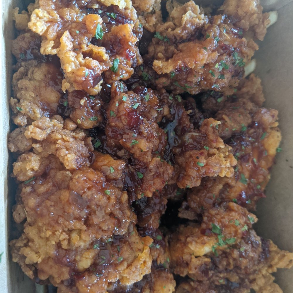 Bang Bang Korean Crunch - Bang Bang Secret chicken. Fries underneath. - Chicken Shop Near Me - Pickering, Ontario