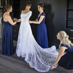 Philadelphia Bridal Alterations - The dress Shirl made for me.  The bottom had two bustles and I chose to leave the inner lining bustled until the ceremony.
