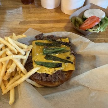 Opie’s - French fries hamburger with grilled jalapeño - Breakfast & Brunch Near Me - Creede, Colorado