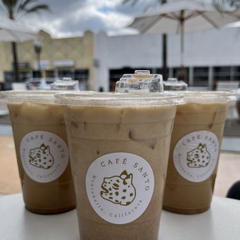 Cafe Santo - Vanilla Latte (x2) + Oaxacan Mocha | IG: @socalsnomnoms - Caterers Near Me - Montebello, California Cafe Santo - Vanilla Latte (x2) + Oaxacan Mocha | IG: @socalsnomnoms - Caterers Near Me - Montebello, California