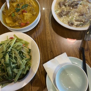 Tasty Spot Cafe - Stir-fried water spinach, curry beef stew, and beef chow fun - Chinese Near Me - Irvine, California