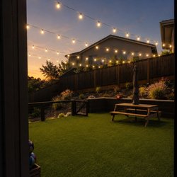 Outdoor string light installation in Lafayette, CA. Professional backyard and patio lighting for a warm, inviting outdoor space.