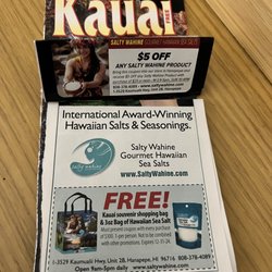 Salty Wahine Gourmet Hawaiian Sea Salt - Free shopping bag and 3oz of sea salt coupon with a $100 purchase / $5 off $25 purchase coupons in the THIS WEEK KAUAI pamphlet