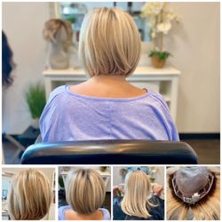 Creative Hair Extensions & Wigs - Topper added for volume, cut and styled to create a custom natural look.