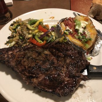 BrickStone Brewery - Rib eye steak with mixed veggies and a loaded baked potato - New American Near Me - Bourbonnais, Illinois BrickStone Brewery - Rib eye steak with mixed veggies and a loaded baked potato - New American Near Me - Bourbonnais, Illinois