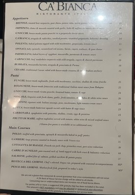 Menu photo 7 Ca'Bianca Ristorante Italiano Santa Rosa, CA