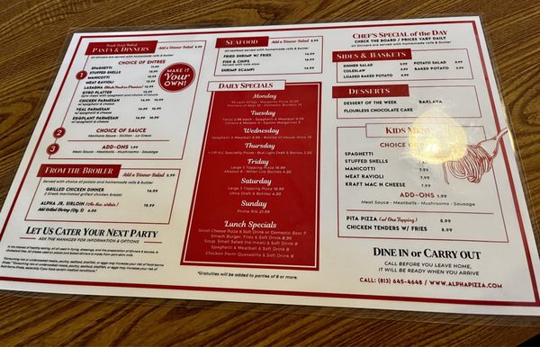 Menu photo 7 Apollo Pizza Apollo Beach, FL