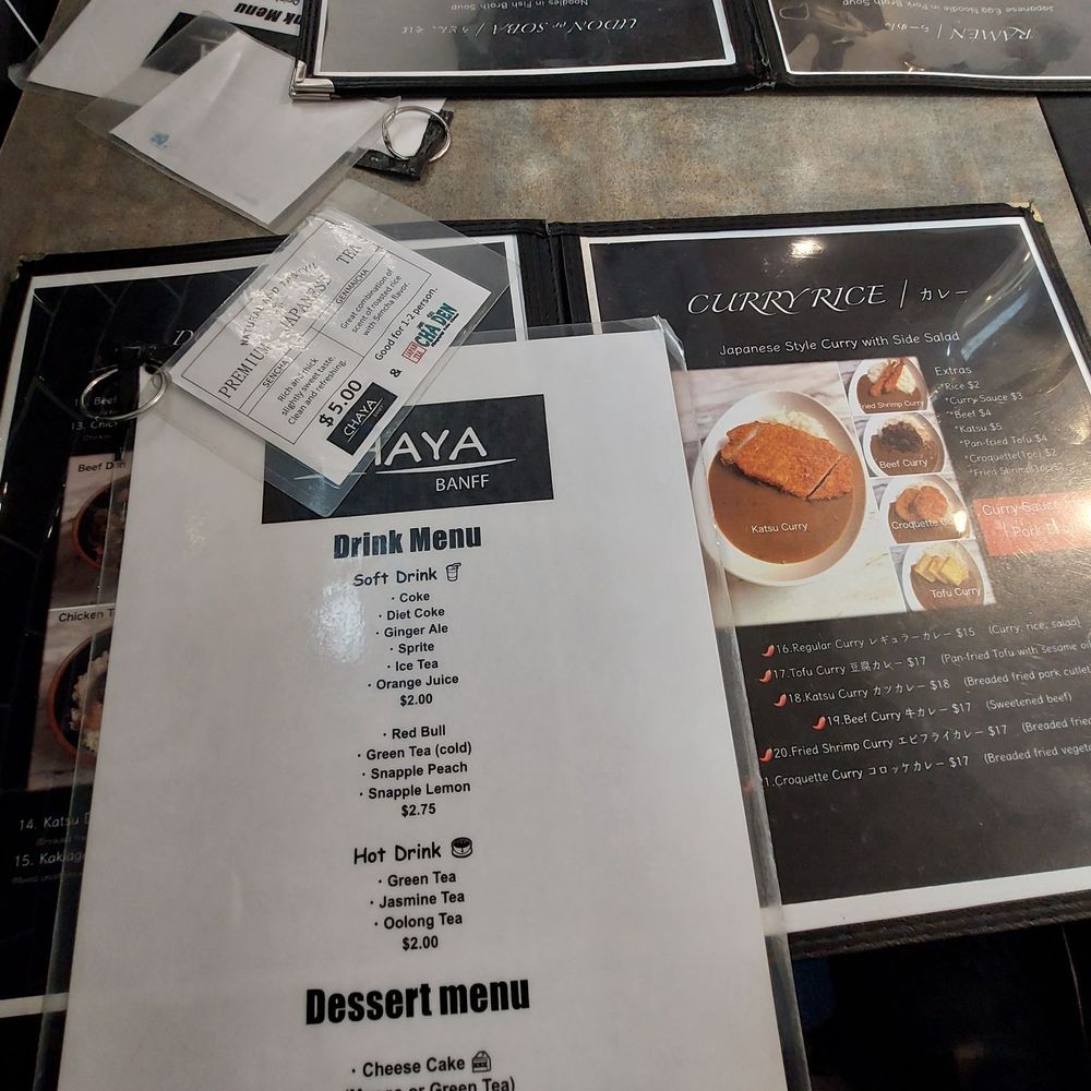 Chaya - Menu 9/2023 - Ramen Near Me - Banff, Alberta