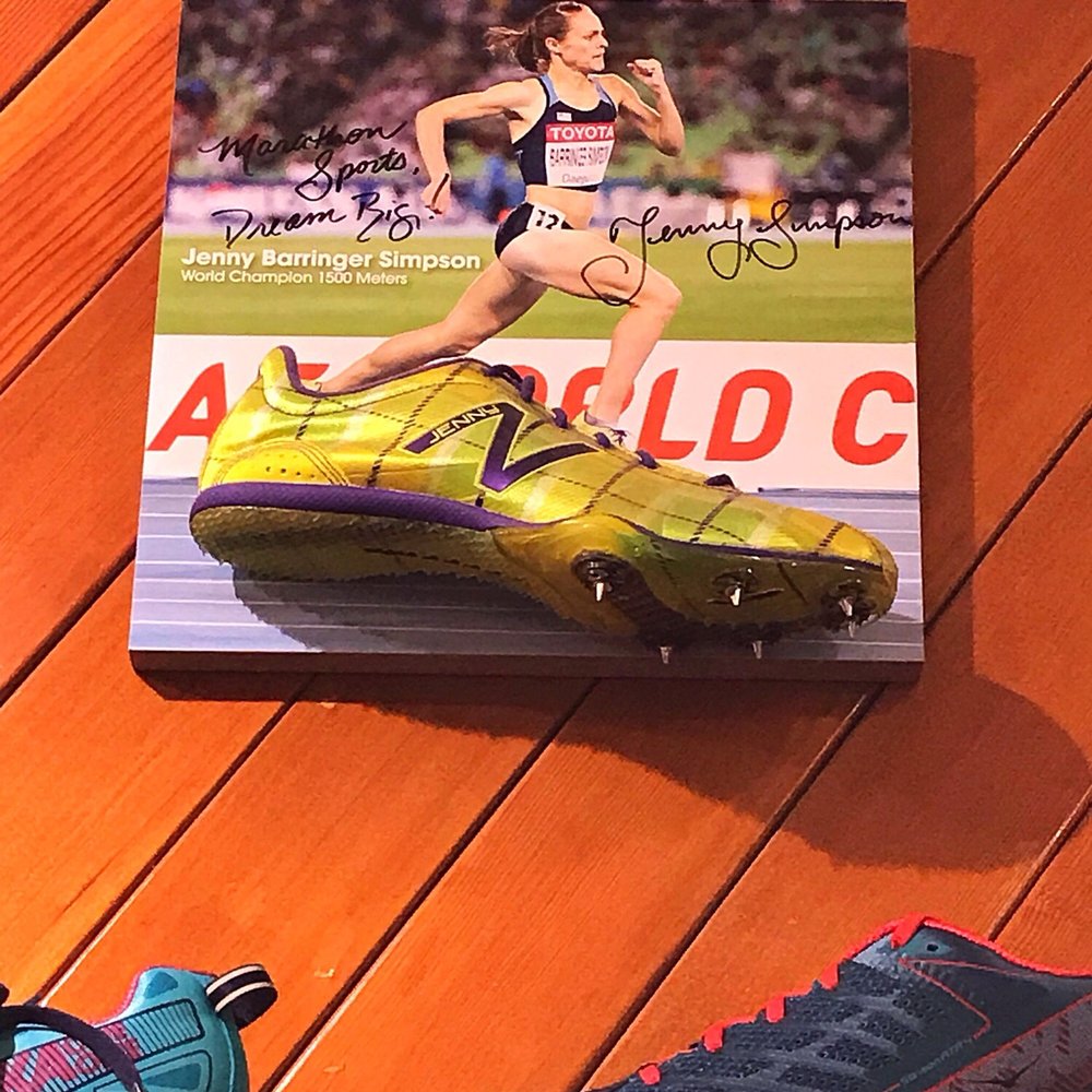 Marathon Sports - World Champion Jenny Simpson's spikes. - Shoe Stores Near Me - Wellesley, Massachusetts