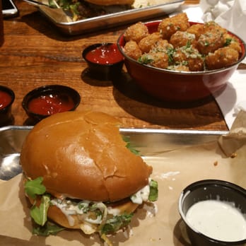 Burger Bench - Chorizo burger and tatter toes covered in cheese and other stuff - American Near Me - Escondido, California