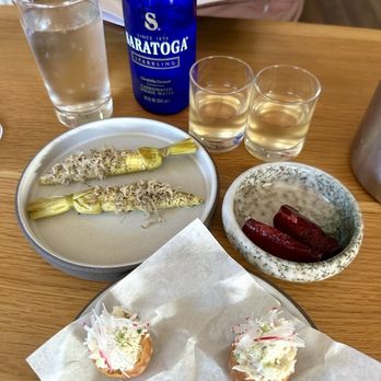 Heritage - Palo Santo Mint drink, Baby Corn with truffle, Box Crab, Pickled Plum to start - Modern European Near Me - Long Beach, California