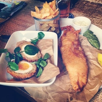 The Town Wall - Delish!!  Scotch egg and fish n' chips!!! - Pubs Near Me - Newcastle, XTW