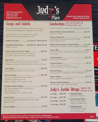 Menu photo 2 Judy's Place Mobile, AL Menu photo 2 Judy's Place Mobile, AL