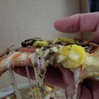 Pesci's Pizza & Wings - Small-size slice of cheese, pepperoni, mushroom, hot pepper pizza (Side view) - Pizza Near Me - Clarence, New York Pesci's Pizza & Wings - Small-size slice of cheese, pepperoni, mushroom, hot pepper pizza (Side view) - Pizza Near Me - Clarence, New York