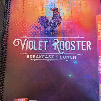 Violet Rooster - Colorful menu cover - Breakfast & Brunch Near Me - Chino Hills, California Violet Rooster - Colorful menu cover - Breakfast & Brunch Near Me - Chino Hills, California