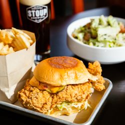 Stoup  Brewing Kenmore - Chicken sandwich and salad