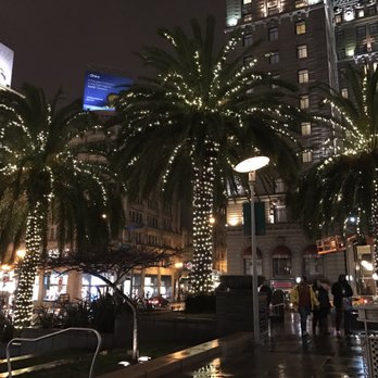 Union Square - Palm trees at night - Public Markets Near Me - San Francisco, California