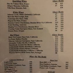 Black Creek Bistro - Wine menu