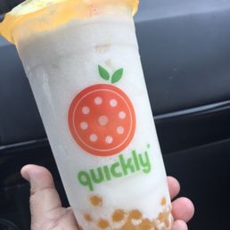 Guava Milk Slush with Passion fruit popping boba
