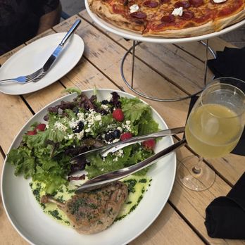 Piadina - Mixed green salad with duck confit. Hot honey pizza. Mimosa - Piadina Near Me - San Luis Obispo, California