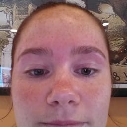 Eyebrows still a bit pink, bit great job! Eyebrows still a bit pink, bit great job!