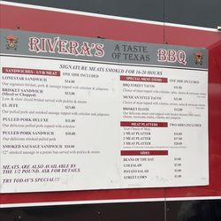 Rivera’s BBQ A Taste of Texas - Menu!